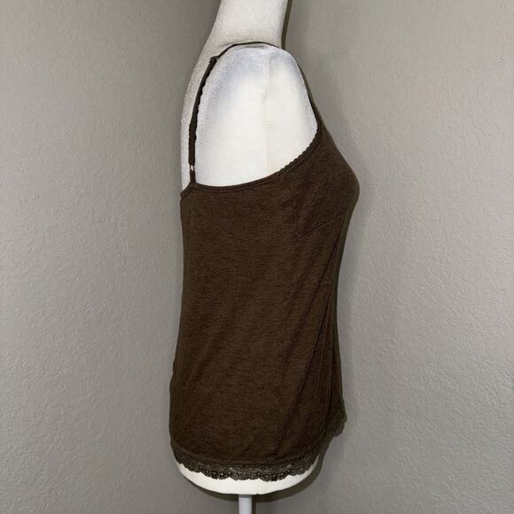 Vintage Old Navy Lace-Trim Cami Tank Top Womens Medium Brown Adjustable Straps - Picture 2 of 6